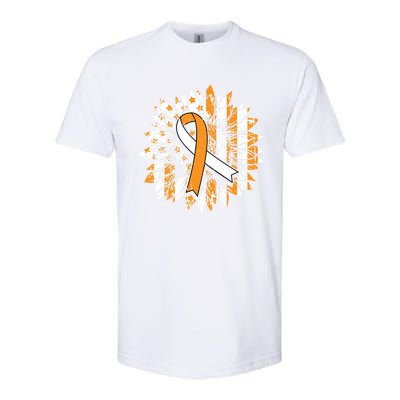 Ms Orange Ribbon Multiple Sclerosis Awareness Sunflower Gift Softstyle CVC T-Shirt