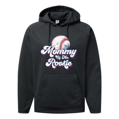 Mommy of Rookie 1st Birthday Baseball Matching Party Performance Fleece Hoodie