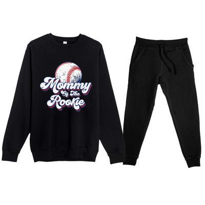 Mommy of Rookie 1st Birthday Baseball Matching Party Premium Crewneck Sweatsuit Set