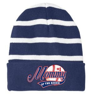 Mommy Of Rookie 1st Birthday Baseball Theme Matching Party Striped Beanie with Solid Band