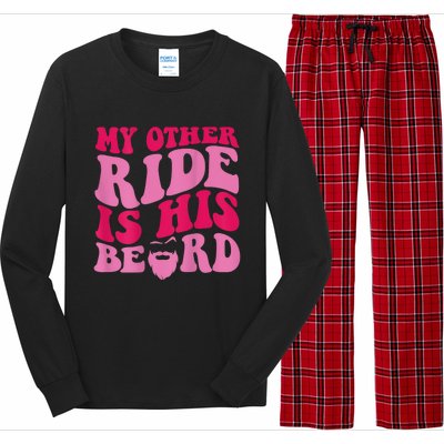 My Other Ride Is His Beard Retro Groovy Long Sleeve Pajama Set