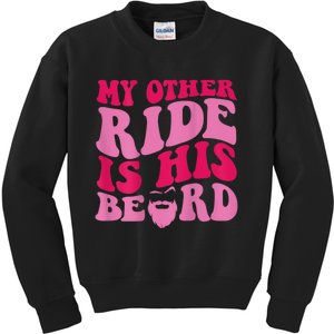 My Other Ride Is His Beard Retro Groovy Kids Sweatshirt