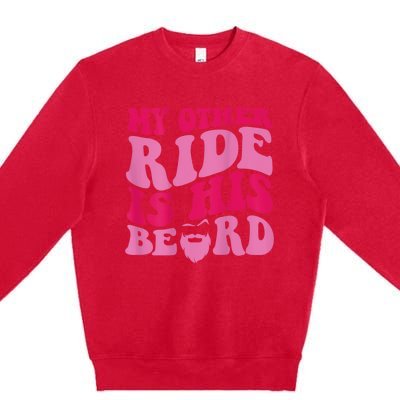 My Other Ride Is His Beard Retro Groovy Premium Crewneck Sweatshirt