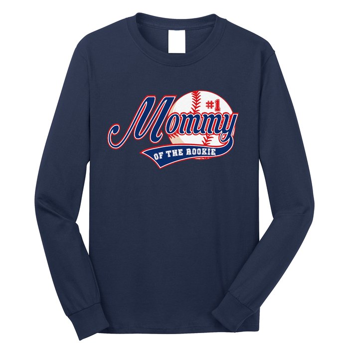 Mommy Of Rookie 1st Birthday Baseball Theme Matching Party Long Sleeve Shirt