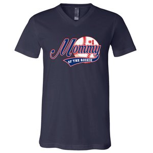 Mommy Of Rookie 1st Birthday Baseball Theme Matching Party V-Neck T-Shirt