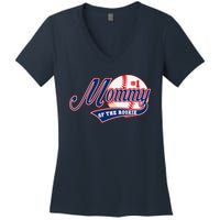 Mommy Of Rookie 1st Birthday Baseball Theme Matching Party Women's V-Neck T-Shirt