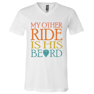 My Other Ride Is His Beard Bearded Guy Wife Girlfriend Tank Top V-Neck T-Shirt