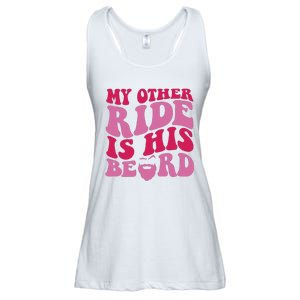 My Other Ride Is His Beard Retro Groovy On Back Ladies Essential Flowy Tank