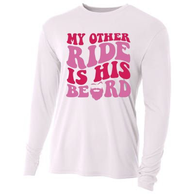 My Other Ride Is His Beard Retro Groovy On Back Cooling Performance Long Sleeve Crew