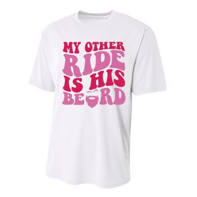 My Other Ride Is His Beard Retro Groovy On Back Performance Sprint T-Shirt