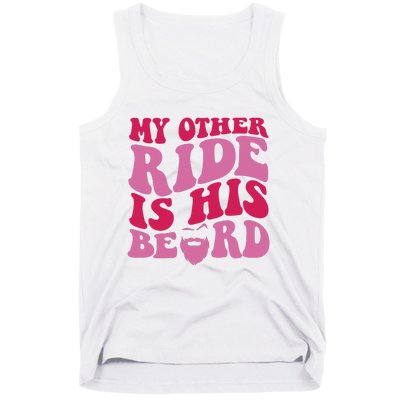 My Other Ride Is His Beard Retro Groovy On Back Tank Top