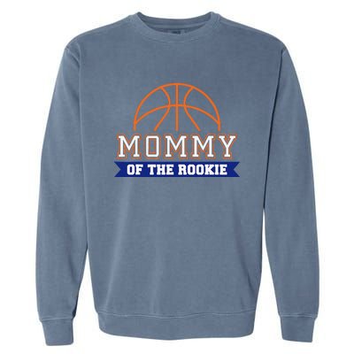 Mommy Of Rookie 1st Birthday Basketball Theme Matching Party Garment-Dyed Sweatshirt