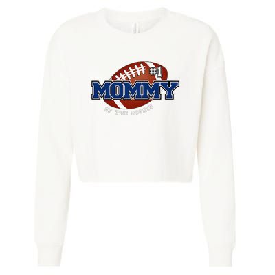 Mommy of Rookie 1st Birthday Football Theme Matching Party Cropped Pullover Crew