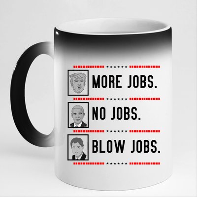 More Jobs No Jobs Blow Jobs Pro Trump 11oz Black Color Changing Mug