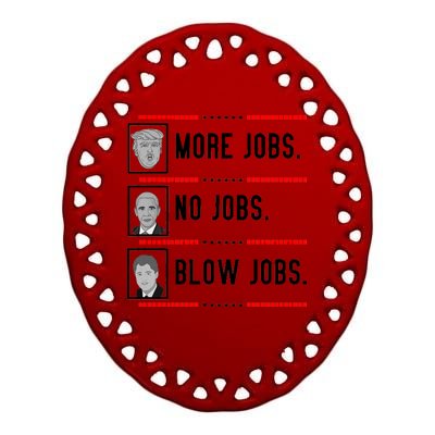 More Jobs No Jobs Blow Jobs Pro Trump Ceramic Oval Ornament