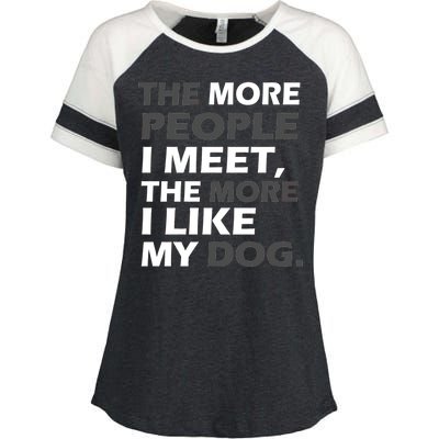 More People I Meet Like My Dog Enza Ladies Jersey Colorblock Tee