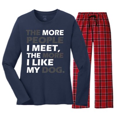 More People I Meet Like My Dog Women's Long Sleeve Flannel Pajama Set 