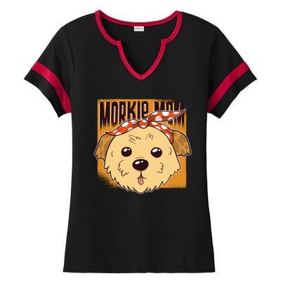 Morkie Mom Ladies Halftime Notch Neck Tee