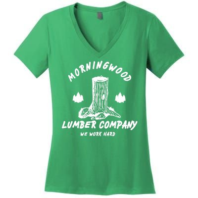 Morningwood Lumber Company We Work Hard Women's V-Neck T-Shirt