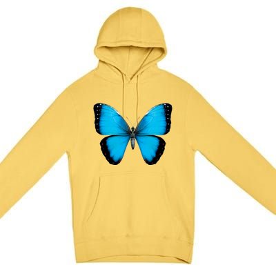 Morpho Butterfly Close Up 3D Premium Pullover Hoodie