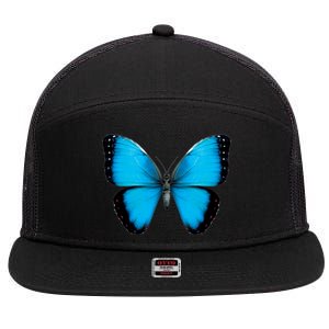 Morpho Butterfly Close Up 3D 7 Panel Mesh Trucker Snapback Hat