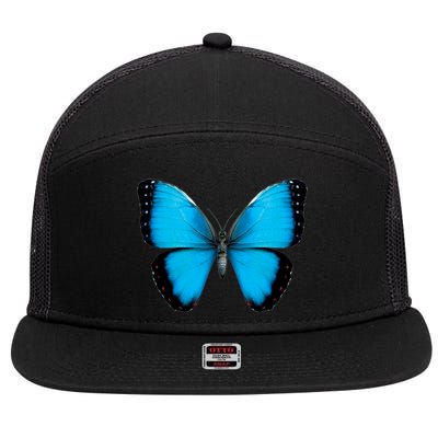 Morpho Butterfly Close Up 3D 7 Panel Mesh Trucker Snapback Hat