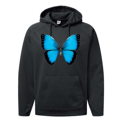 Morpho Butterfly Close Up 3D Performance Fleece Hoodie