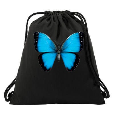 Morpho Butterfly Close Up 3D Drawstring Bag