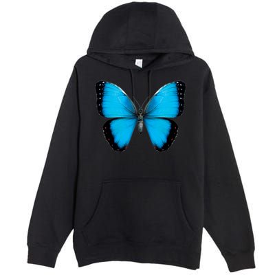 Morpho Butterfly Close Up 3D Premium Pullover Hoodie