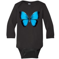 Morpho Butterfly Close Up 3D Baby Long Sleeve Bodysuit