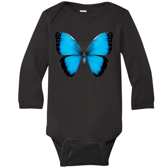 Morpho Butterfly Close Up 3D Baby Long Sleeve Bodysuit