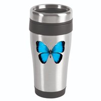 Morpho Butterfly Close Up 3D 16oz Travel Tumbler