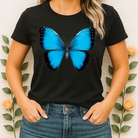 Morpho Butterfly Close Up 3D Womens T-Shirt