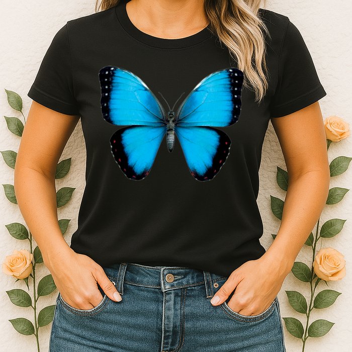 Morpho Butterfly Close Up 3D Womens T-Shirt