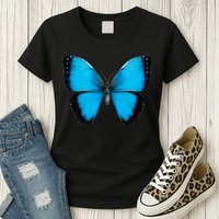 Morpho Butterfly Close Up 3D Womens T-Shirt
