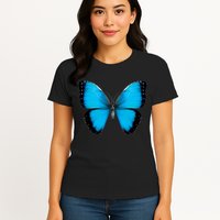 Morpho Butterfly Close Up 3D Womens T-Shirt