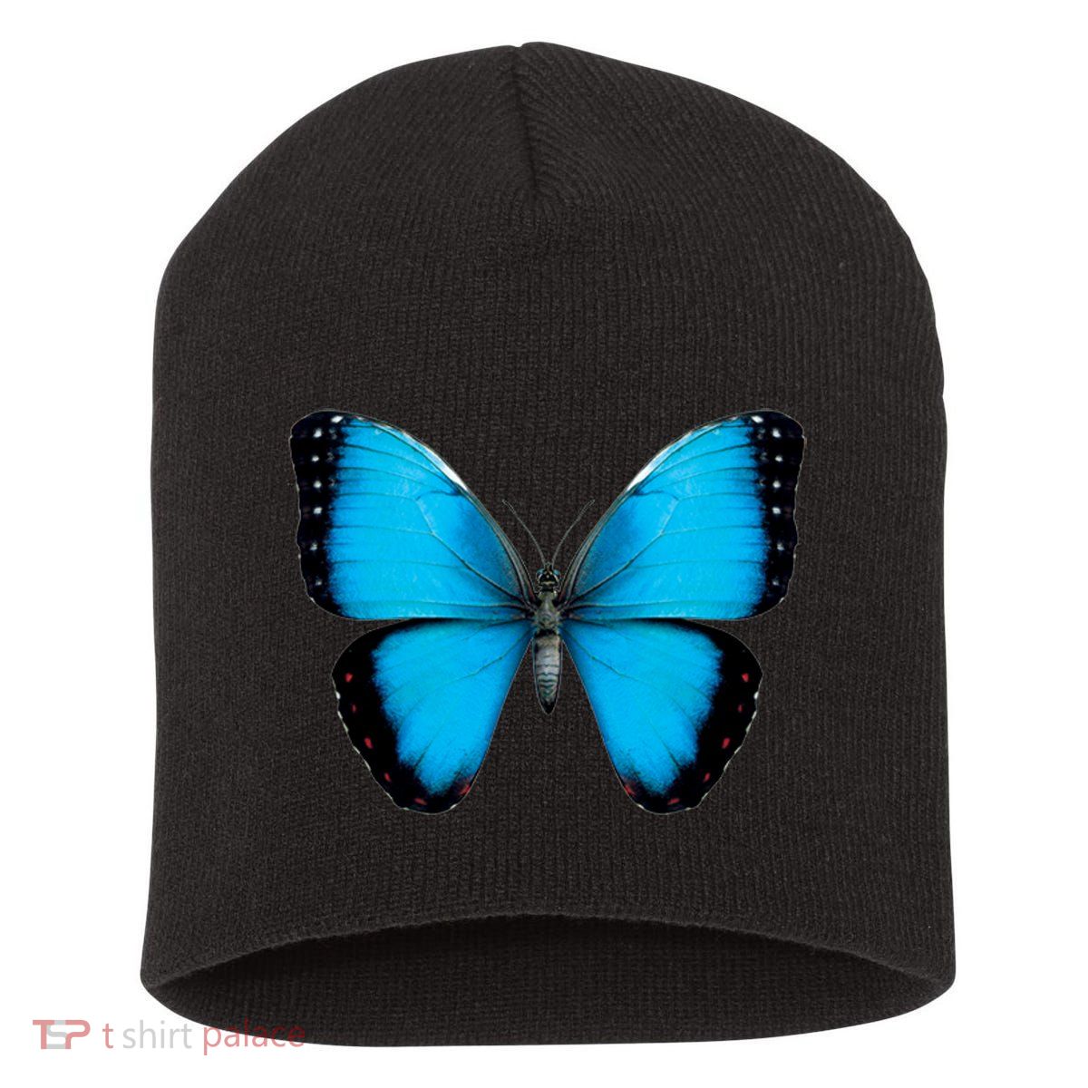 Morpho Butterfly Close Up 3D Short Acrylic Beanie