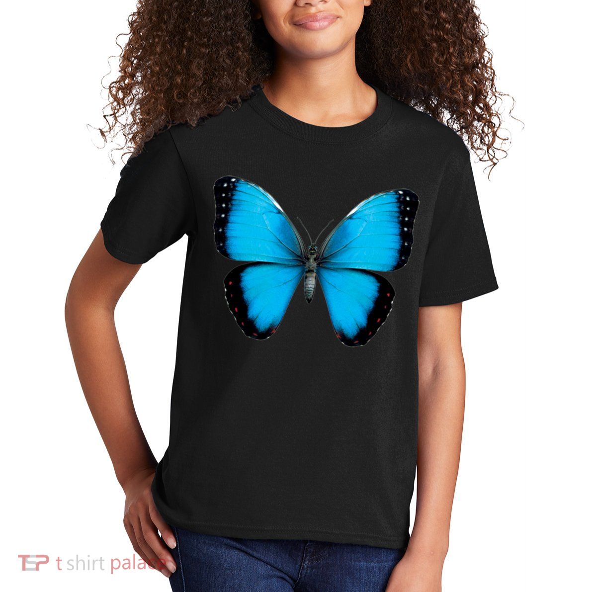 Morpho Butterfly Close Up 3D Kids T-Shirt