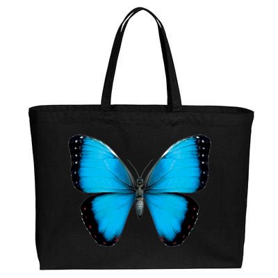 Morpho Butterfly Close Up 3D Cotton Canvas Jumbo Tote