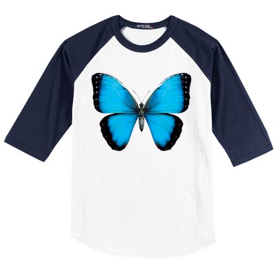 Morpho Butterfly Close Up 3D Baseball Sleeve Shirt