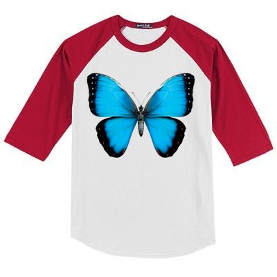 Morpho Butterfly Close Up 3D Kids Colorblock Raglan Jersey