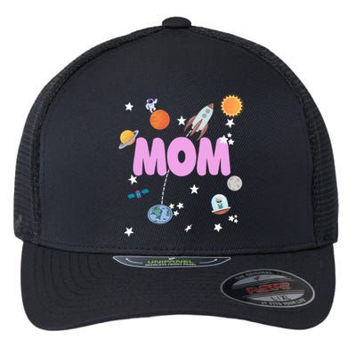 Mom Outer Space Birthday Party Planets Stars Spaceship Ufo Cool Gift Flexfit Unipanel Trucker Cap