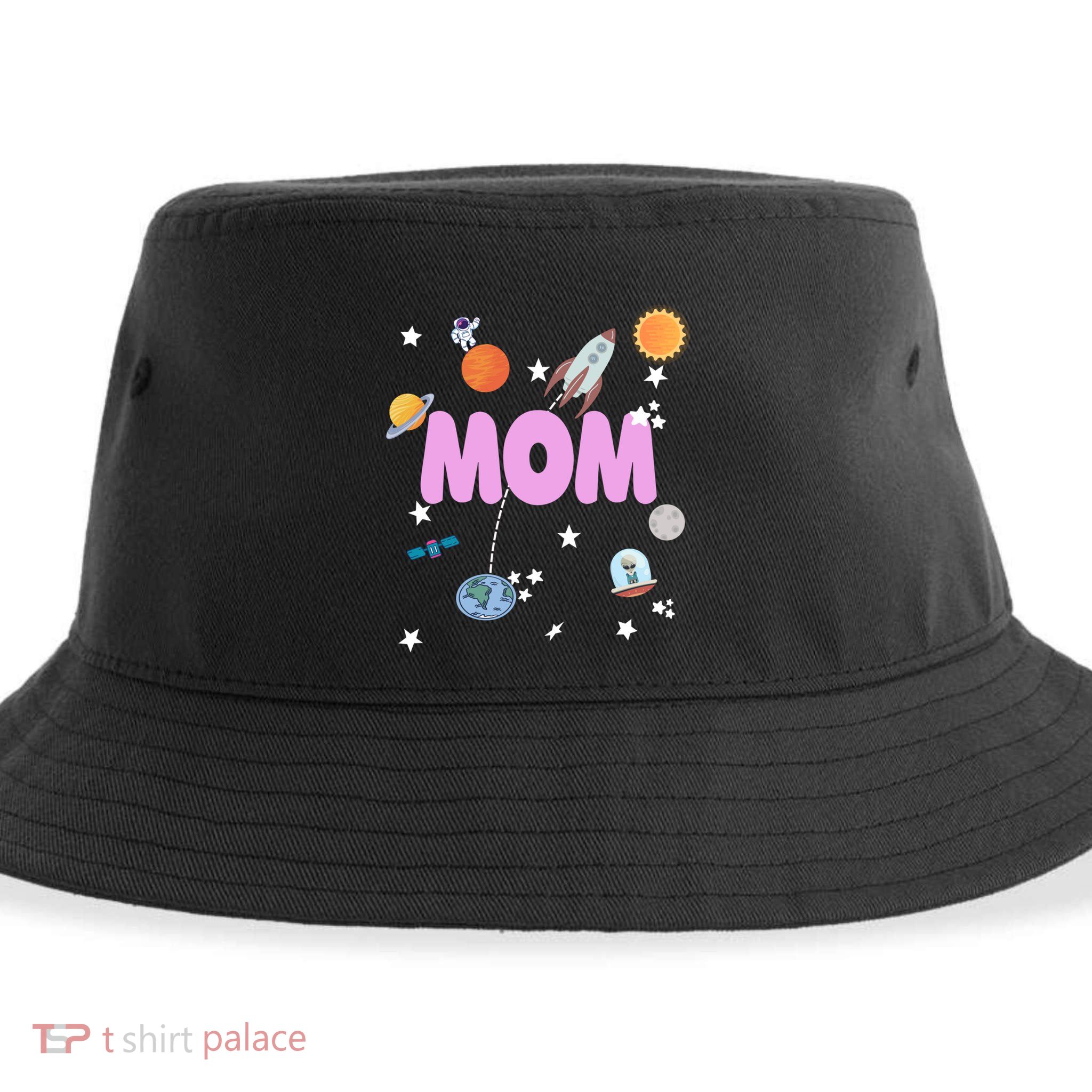 Mom Outer Space Birthday Party Planets Stars Spaceship Ufo Cool Gift Sustainable Bucket Hat