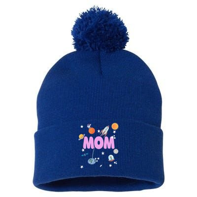 Mom Outer Space Birthday Party Planets Stars Spaceship Ufo Cool Gift Pom Pom 12in Knit Beanie