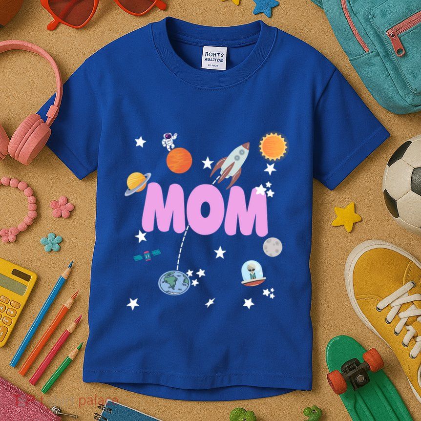 Mom Outer Space Birthday Party Planets Stars Spaceship Ufo Cool Gift Kids T-Shirt