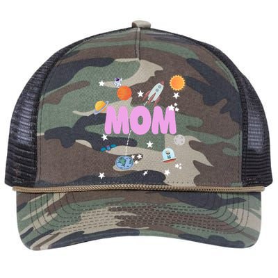 Mom Outer Space Birthday Party Planets Stars Spaceship Ufo Cool Gift Retro Rope Trucker Hat Cap