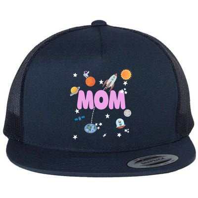 Mom Outer Space Birthday Party Planets Stars Spaceship Ufo Cool Gift Flat Bill Trucker Hat