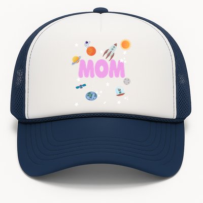 Mom Outer Space Birthday Party Planets Stars Spaceship Ufo Cool Gift Trucker Hat