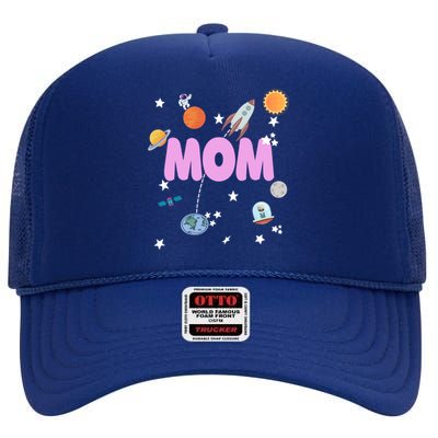 Mom Outer Space Birthday Party Planets Stars Spaceship Ufo Cool Gift High Crown Mesh Back Trucker Hat