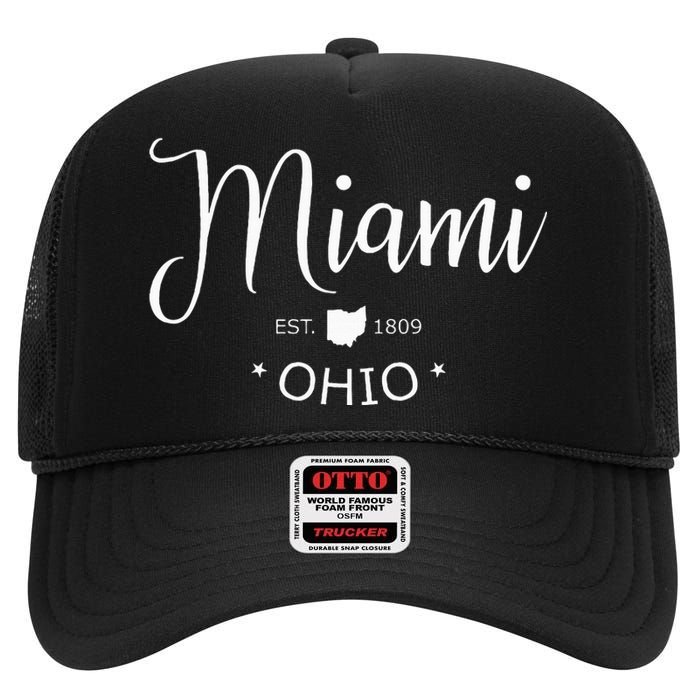 Miami Ohio Sports Design Souvenir High Crown Mesh Back Trucker Hat